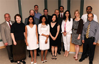 Group of graduates and doctors at graduation party