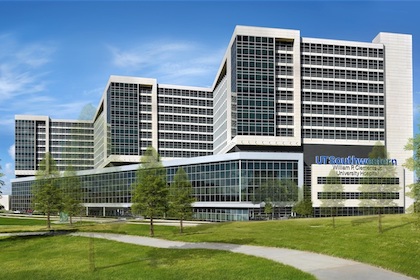 three-story William P. Clements Jr. University Hospital Radiation Oncology Building