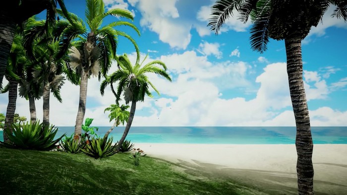Computerized image of relaxing beach scene