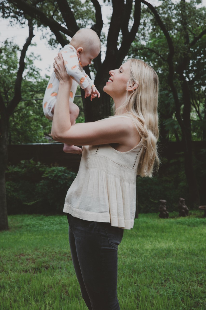 Catherine with 2-month-old Weatherby in Colorado