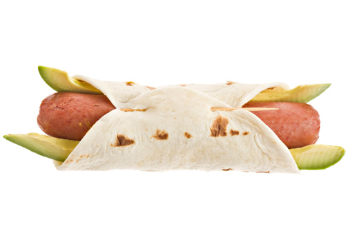 hot dog wrapped in a tortilla
