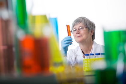 Sandra Schmidt, Ph.D. in her research lab