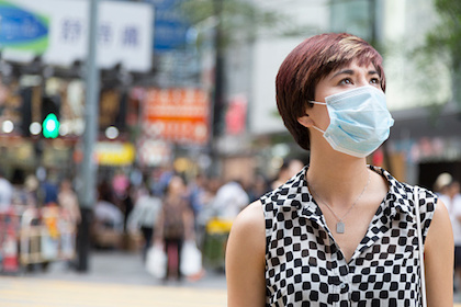 Woman wearing surgical mask