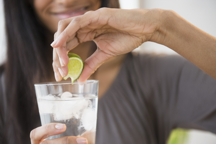 glass of water with lemon