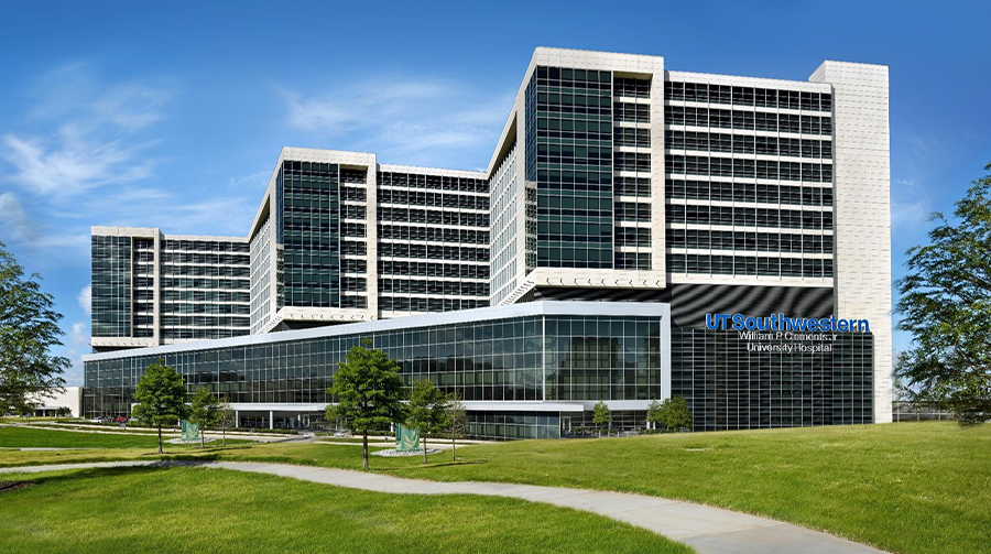 Rendering of Clements University Hospital with a third tower width=