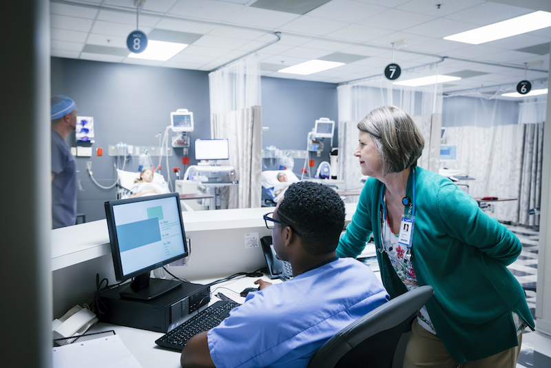 Nurse and doctor in an ER observation unit