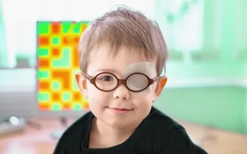 Child with eyepatch