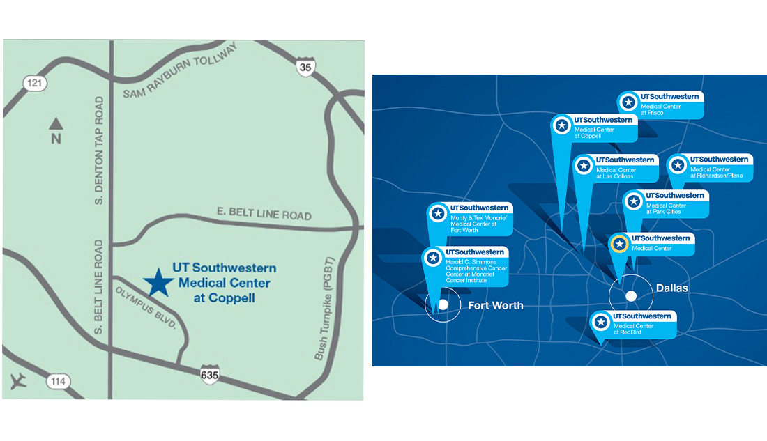 Map of UT Southwestern Medical Center at Coppell