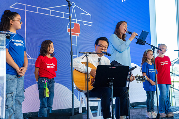 Singing during topping out ceremony