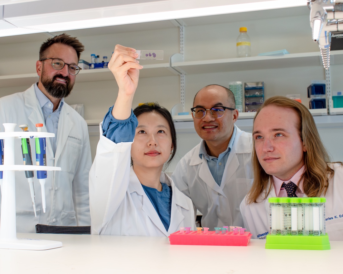 Samuel McBrayer, Ph.D., along with McBrayer Lab researchers Shuangcheng Alivia Wu, Ph.D., Yi Xiao, Ph.D., and Charles K. Edgar, Ph.D.