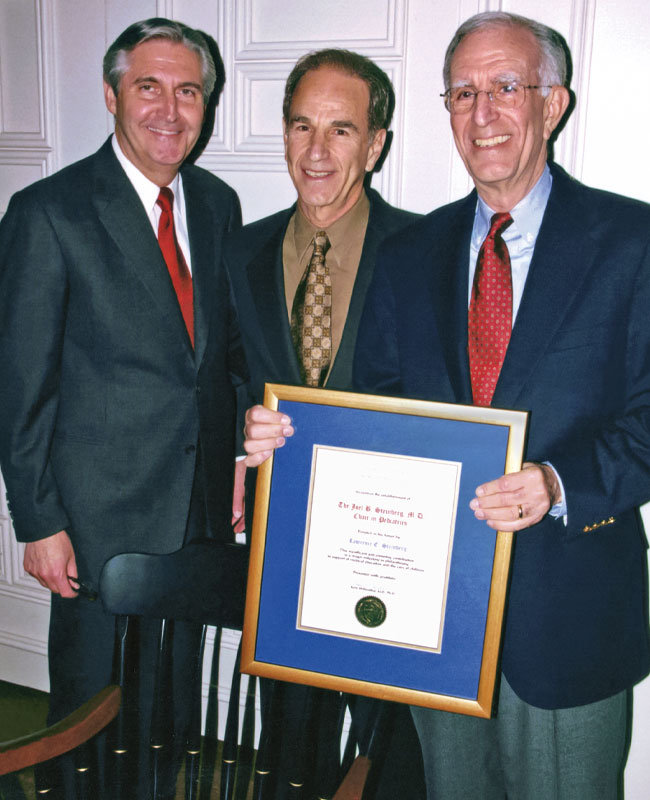 From left, Kern Wildenthal, M.D., Ph.D., Lawrence Steinberg, and Joel B. Steinberg, M.D.