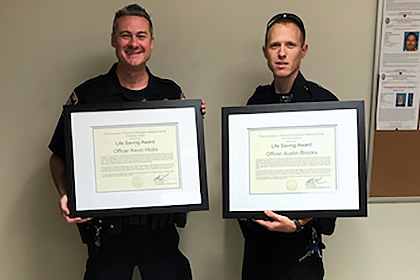 University police officers receive Life Saver Award