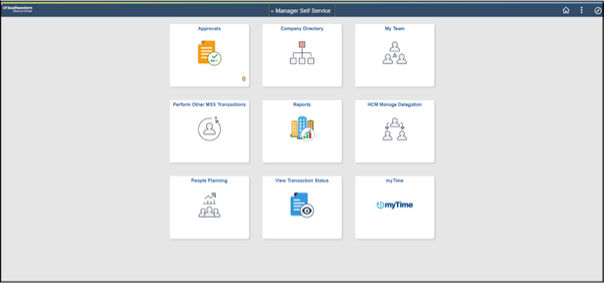 PeopleSoft home page as of May 2022 with nine tiles